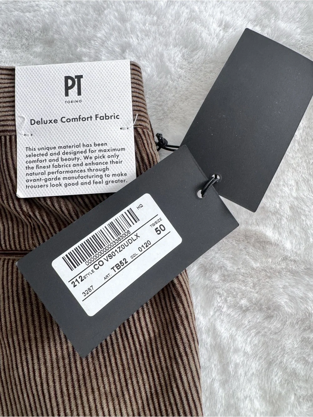 PT Torino Men’s Corduroy Pants Size Brown Slim Tapered NWT Cotton Cashmere